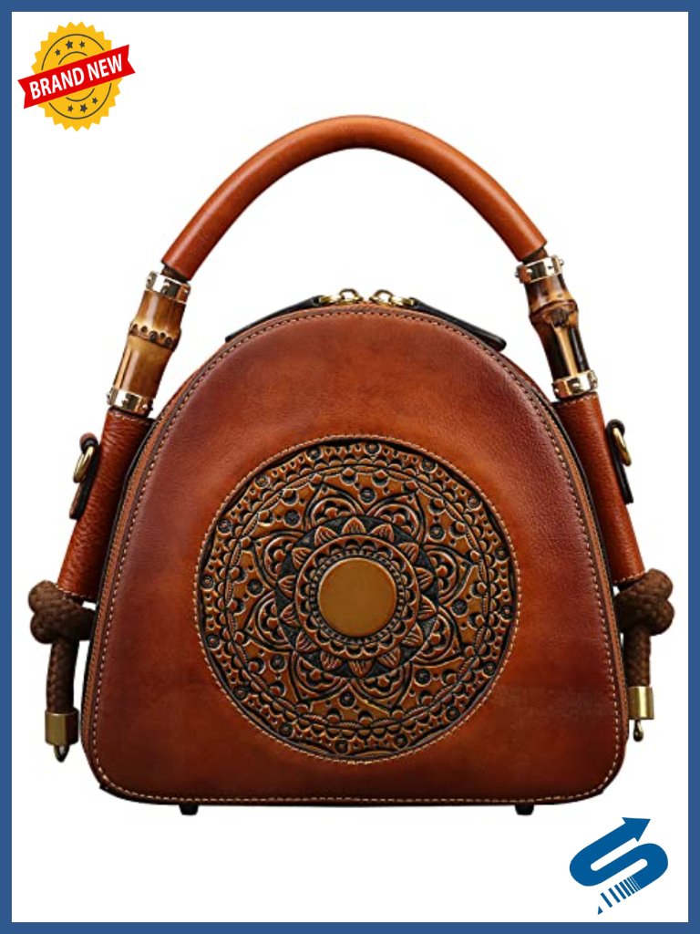 Top Cowhide Leather Satchel Handbag With Detachable Strap